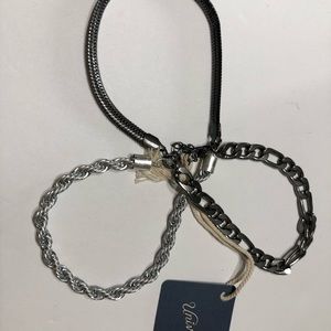 Universal Thread Bracelet Worn Hematite set of 3 bracelets jewelry silver.